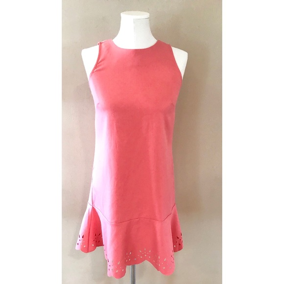 LOFT Dresses & Skirts - LOFT pink sheath drop waist laser cut dress